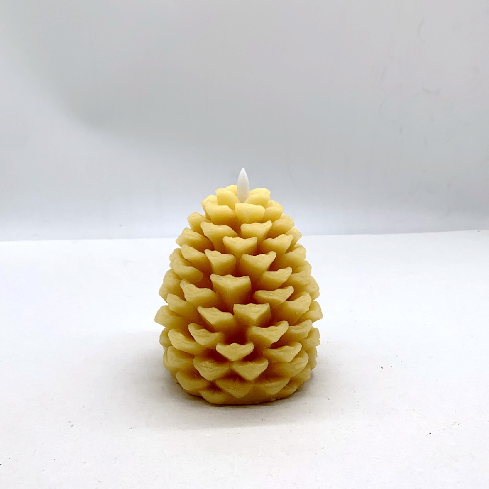 Yellow Pinecone LED Candle